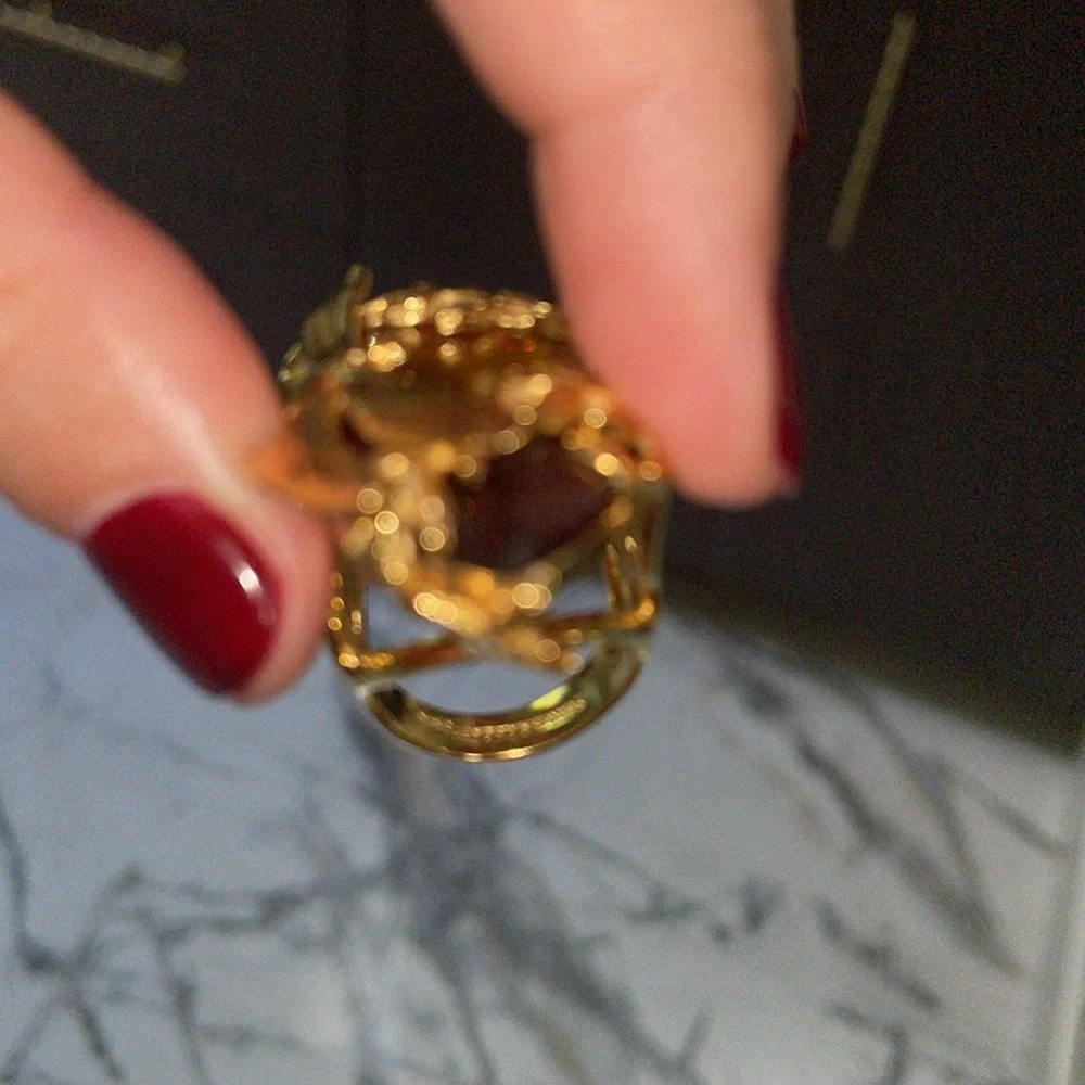 Gorgeous Cocktail Ring Dragonfly with Citrine Marquis cut